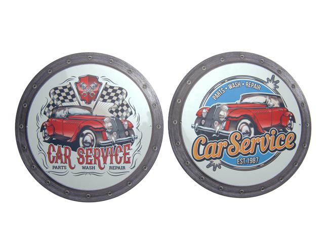 ROUND METAL WALL SIGN (CAR SERVICE)(ASSTD)