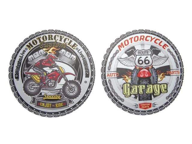 ROUND METAL WALL SIGN (MOTORCYCLE) (ASSTD)