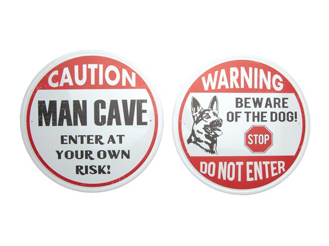 ROUND METAL WALL SIGN (WARNING/CAUTION) (ASSTD)