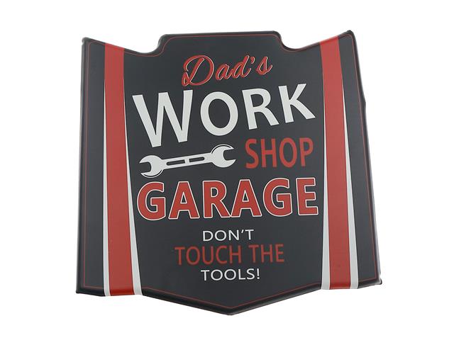 EMBOSSED METAL WALL SIGN (DAD'S GARAGE)