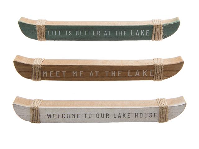 MDF CANOE WITH ROPE (LAKE SAYINGS) (ASSTD)