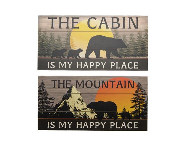 MDF WALL SIGN (CABIN/MOUNTAIN IS MY HAPPY PLACE) (ASSTD)