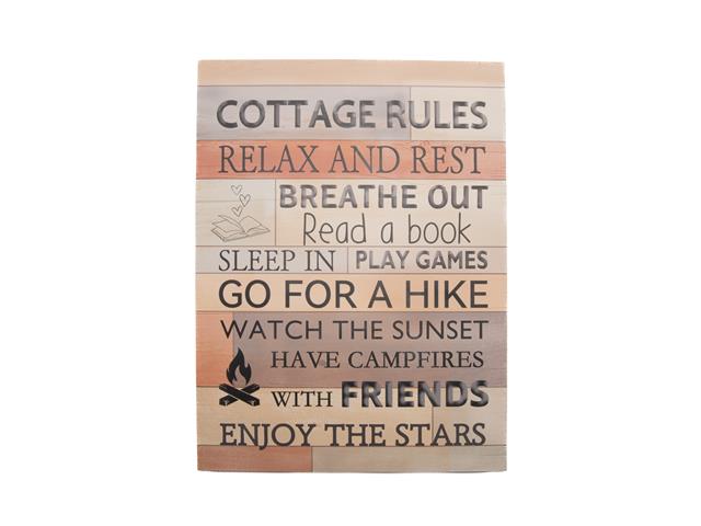 MDF WALL SIGN (COTTAGE RULES)