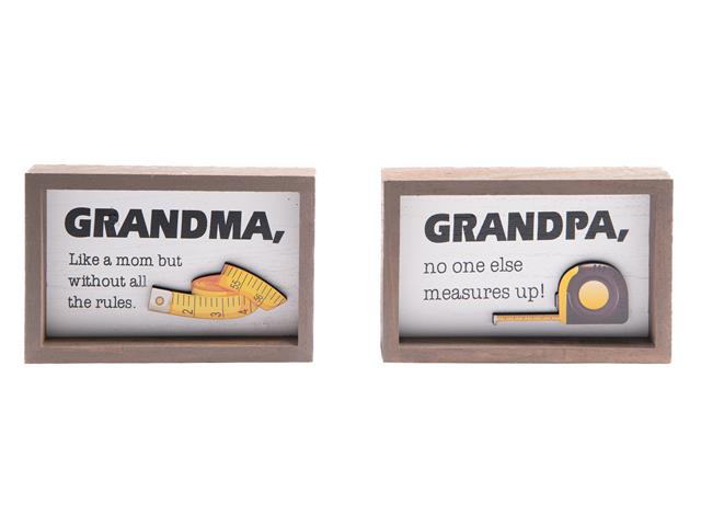 FRAMED RECT. MDF BLOCK (GRANDPA/GRANDMA) (ASSTD)