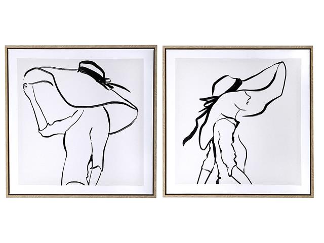 FRAMED CANVAS WALL ART (LADY IN LARGE HAT) (ASSTD)