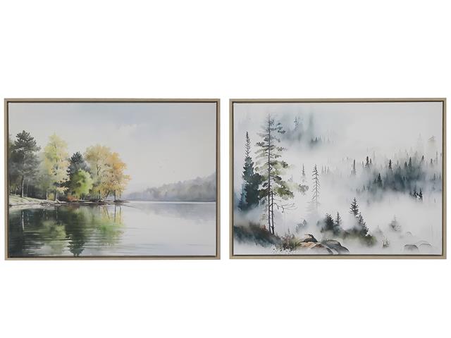 FRAMED CANVAS WALL ART (MISTY FOREST/FOREST LAKE) (ASSTD)