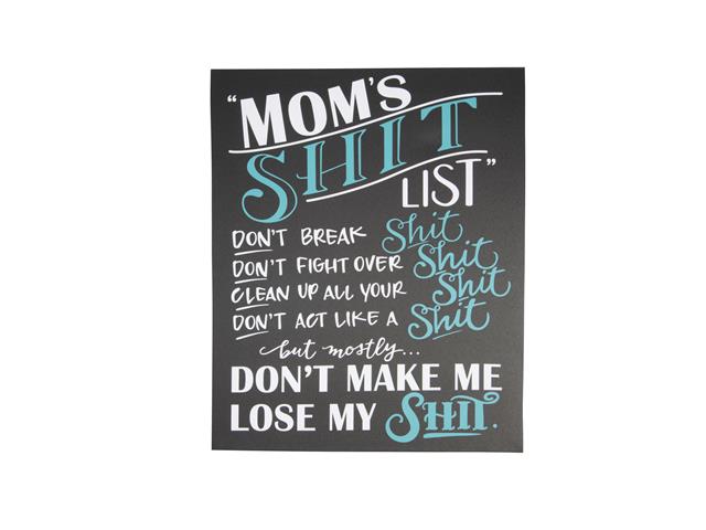 CANVAS WALL SIGN (MOM'S SHIT LIST)