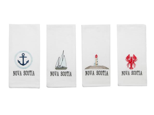 EMBROIDERED WHITE WAFFLE KITCHEN TOWEL (NOVA SCOTIA) (ASSTD)