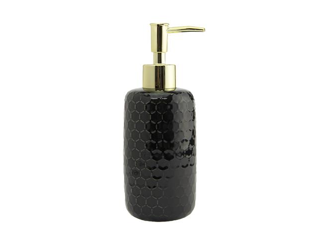 STONEWARE SOAP DISPENSER (BLACK HONEYCOMB)
