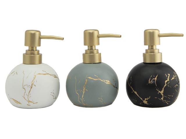 STONEWARE SOAP DISPENSER (MARBLE) (ASSTD)