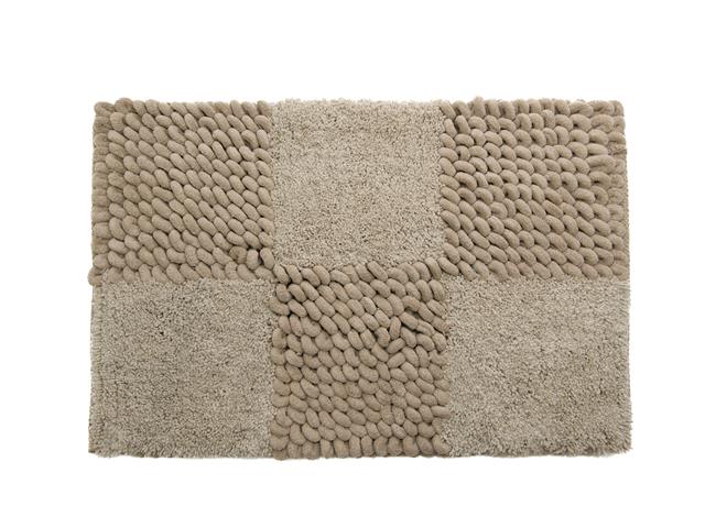 POLY-COTTON HANDWOVEN BATH MAT (BEIGE - CHECKERED)