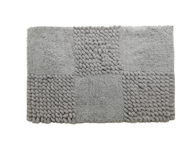 POLY-COTTON HANDWOVEN BATH MAT (GREY - CHECKERED)