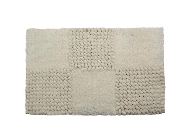 POLY-COTTON HANDWOVEN BATH MAT (IVORY - CHECKERED)