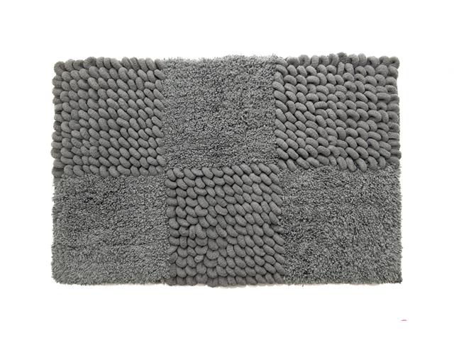 POLY-COTTON HANDWOVEN BATH MAT (SILVER - CHECKERED)