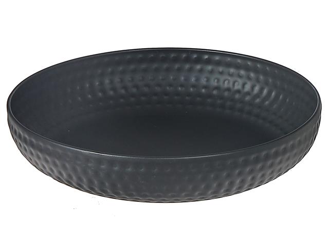 METAL BELLY BOWL WITH HAMMERING (BLACK)