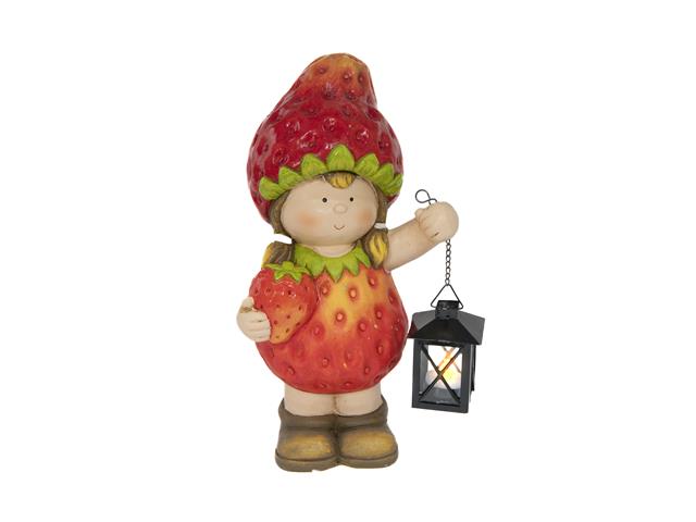 SOLAR POWER MAGNESIA STRAWBERRY GIRL HOLDING LANTERN