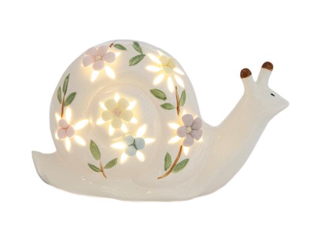 LED PORCELAIN SNAIL WITH FLORAL