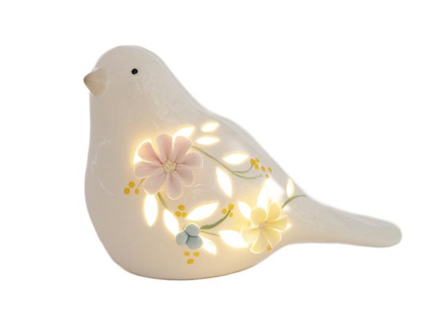 LED PORCELAIN BIRD WITH FLORAL