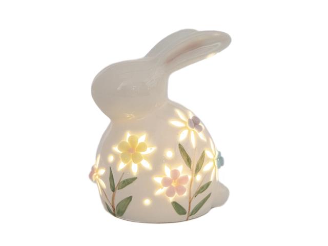 LED PORCELAIN BUNNY WITH FLORAL
