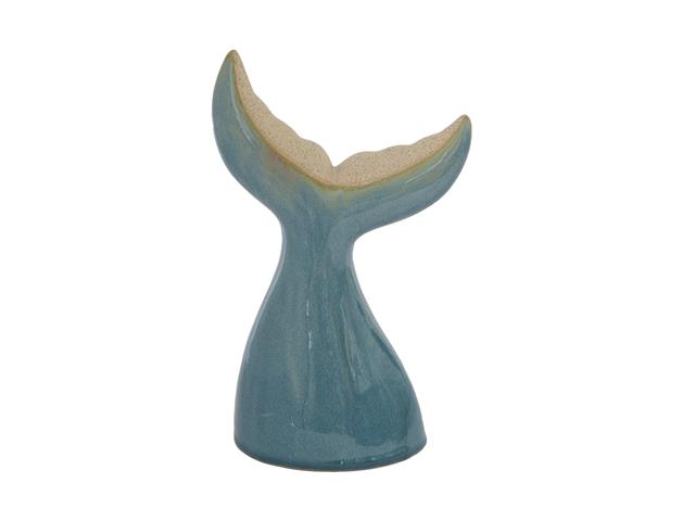 CERAMIC BLUE WHALE TAIL FIGURINE