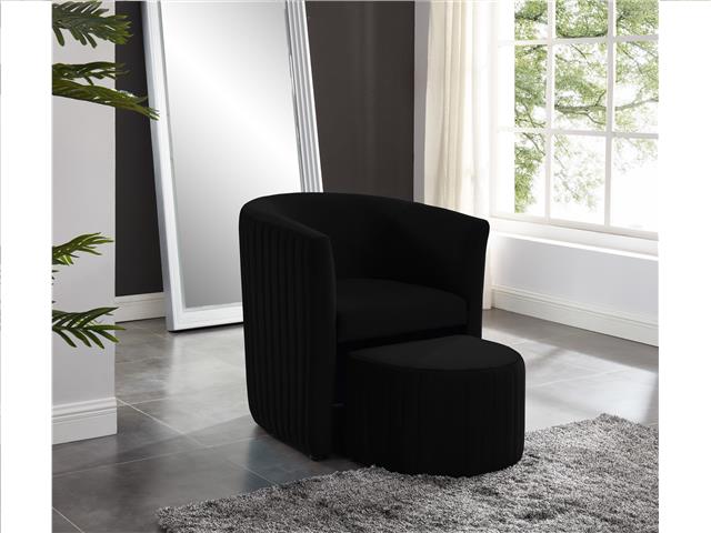 Relax Barrel Chair With Foot Stool, Black Barrel Chair With Ottoman
