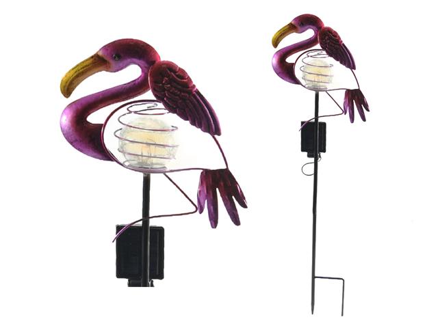 LED PATH LIGHT METAL SOLAR POWER STAKE FIGURE (FLAMINGO)