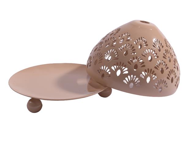 METAL CUTOUT CANDLE HOLDER (PEACOCK PATTERN)