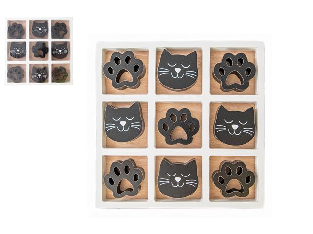 WOODEN TIC TAC TOE GAMEBOARD (CAT)