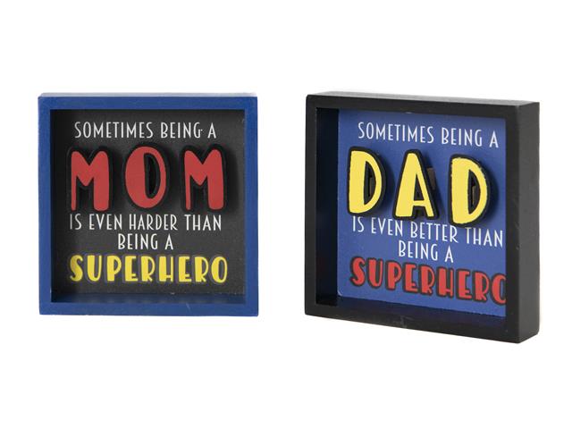 WOOD SHADOW BLOCK (SUPERHERO DAD/MOM) (ASSTD)