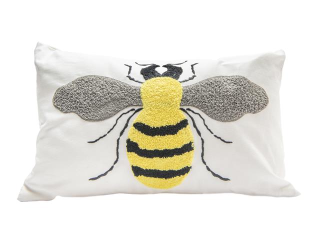 COTTON EMBROIDERED RECT. CUSHION (BEE)