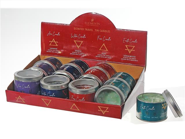 ELEMENT CANDLE IN TIN CONTAINER (12/DISP) (ASSTD)