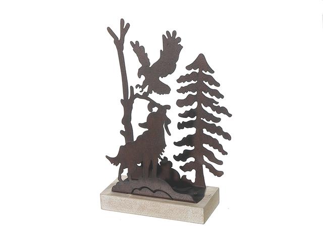 METAL AND WOOD TABLE DÉCOR  (WOLF) (LARGE)