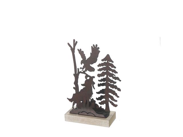 METAL AND WOOD TABLE DÉCOR  (WOLF) (SMALL)