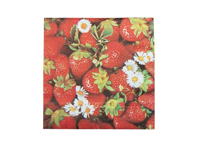 20 PACK LUNCHEON 3 PLY NAPKIN (STRAWBERRIES & DAISIES)