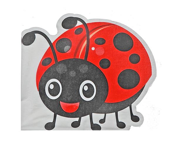 12 PACK 3 PLY SHAPED NAPKIN (LADYBUG)
