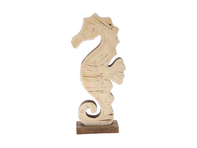 MANGO WOOD ENAMEL-COATED DÉCOR (SEAHORSE) (WHITE)
