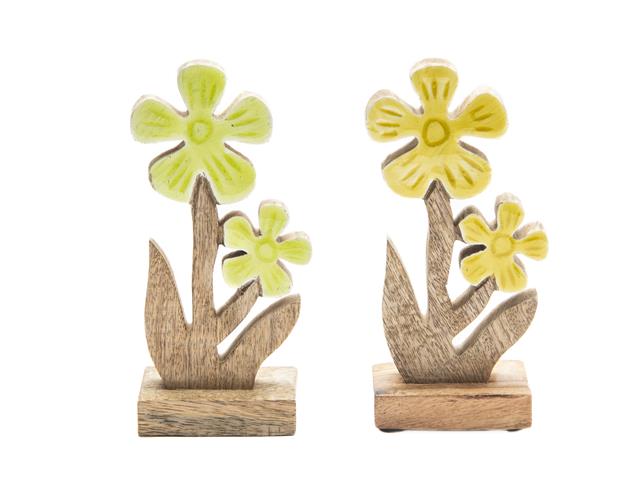 MANGO WOOD ENAMEL-COATED DÉCOR (FLOWERS) (ASSTD)