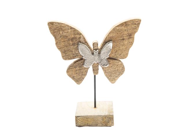MANGO WOOD WITH METAL ACCENT DÉCOR (BUTTERFLY)