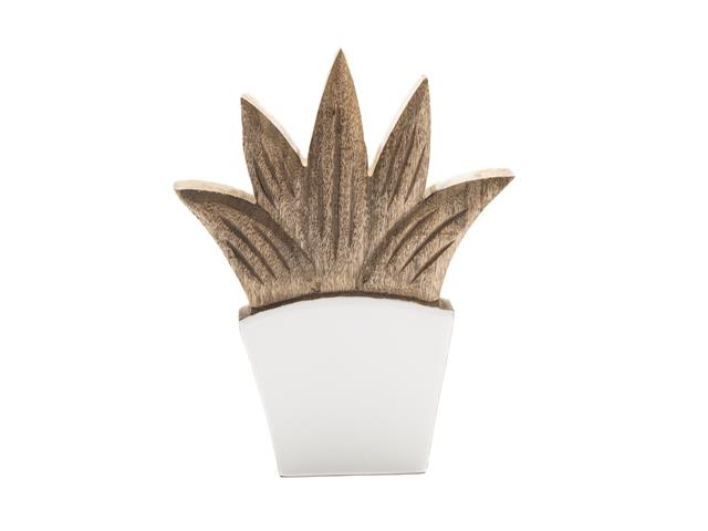 MANGO WOOD ENAMEL-COATED DÉCOR (ALOE W/VASE)