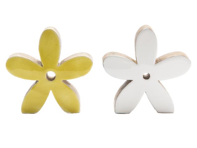 MANGO WOOD ENAMEL-COATED DÉCOR (FLOWER) (ASSTD)