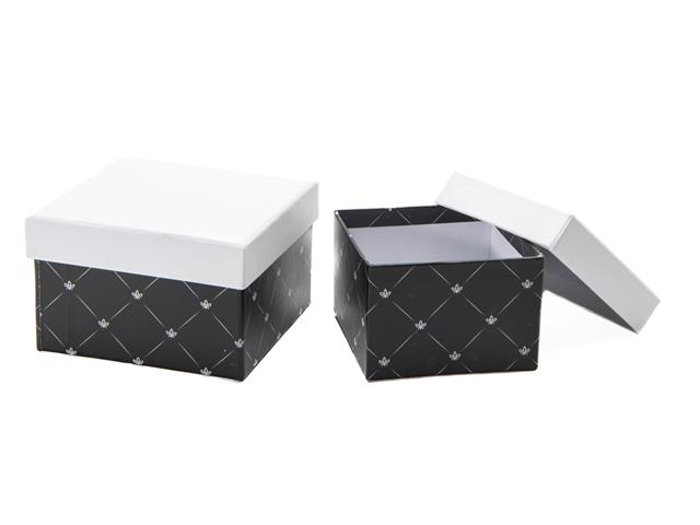 S/2 SQUARE NESTING BOXES (WHITE & BLACK DIAMOND)
