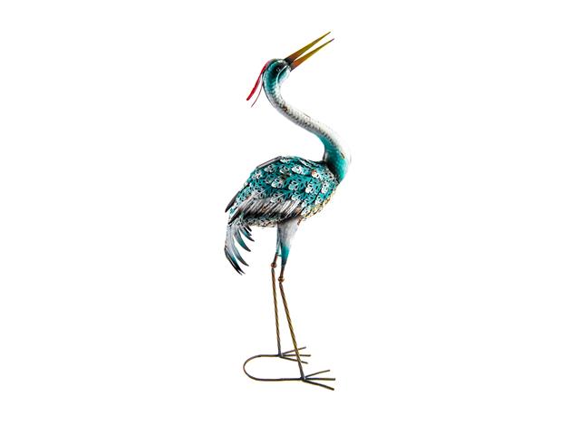 SOLAR POWER METAL HERON DÉCOR (BLUE)