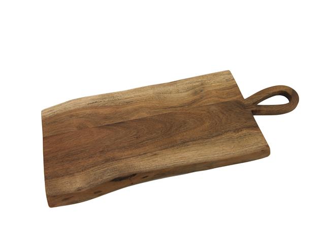 ACACIA WOOD CHOPPING BOARD W/ LIVE EDGE  & TEARDROP HANDLE