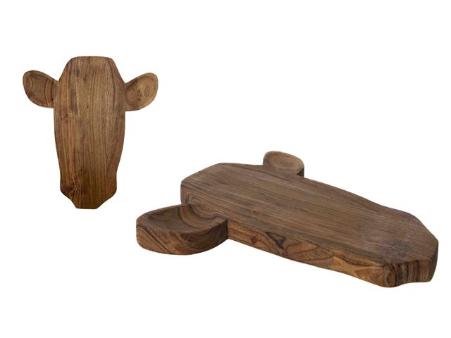 ACACIA WOOD COW HEAD SHAPE BOARD