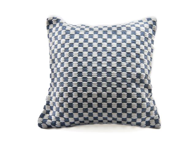 COTTON HANDWOVEN CUSHION (CHECKERED) (BLUE)