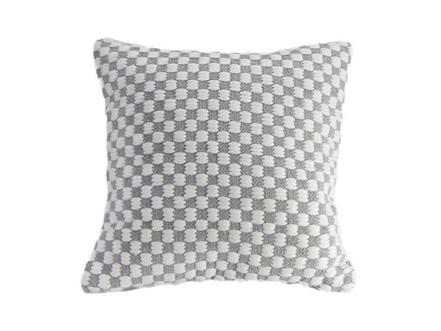 COTTON HANDWOVEN CUSHION (CHECKERED) (SILVER)