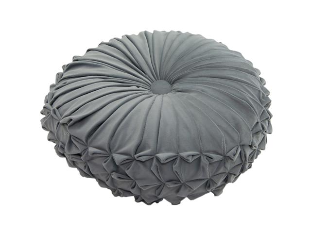 VELVET ROUND CUSHION (GREY)