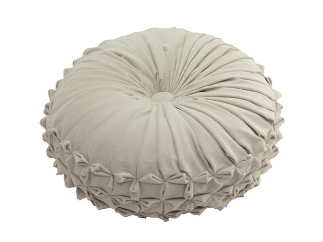 VELVET ROUND CUSHION (IVORY)