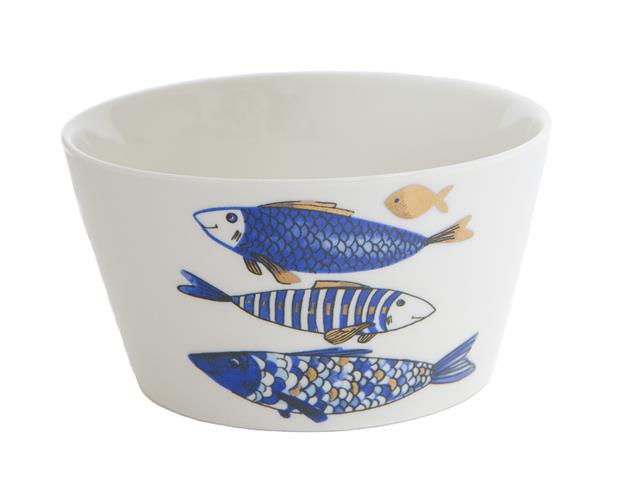 CERAMIC BOWL WITH GOLD DECAL (FISH)