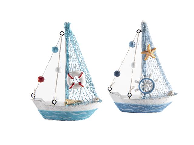 BLUE COASTAL WOOD SAIL BOAT (ASSTD)